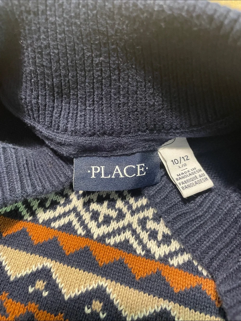 The Children's Place Navy Fair Isle Moose Knit Pullover